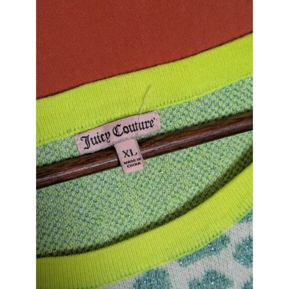 Juicy Couture Neon Leopard Varsity Cropped Sweater Size XL Y2K Glitter Alt - Picture 4 of 8